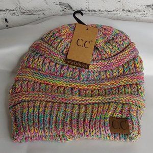 C.C BEANIE HAT VARIEGATED STRIPE MULTI ADULT